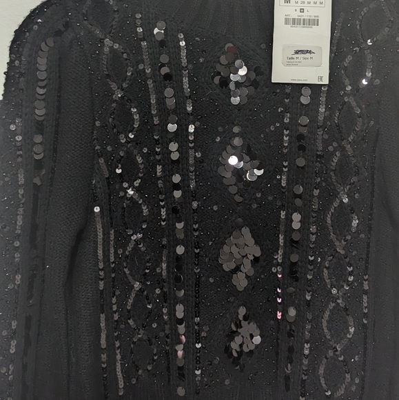 ZARA LIMITED EDITION Puff Sleeve Sequins Sweater - Picture 2 of 5